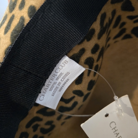 Charter Club NWT Leopard Print Hat with Braided Band